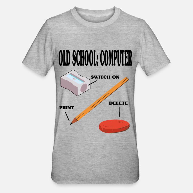 Old school computer pc technology - Unisex Polycotton T-Shirt - heather grey