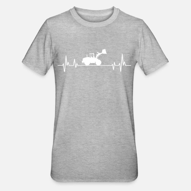 Wheel loader heartbeat loader - Unisex Polycotton T-Shirt - heather grey