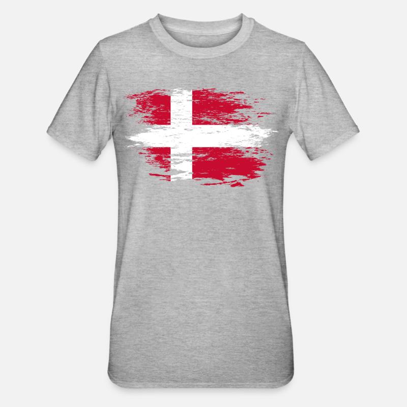 Drapeau du Danemark utilisé - T-shirt polycoton Unisexe - gris chiné
