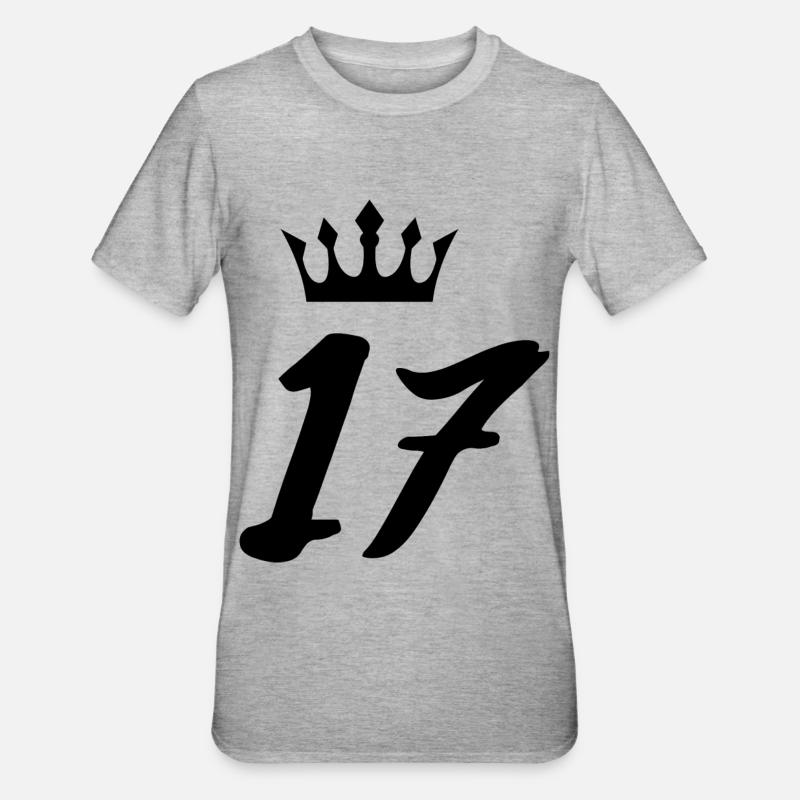 17 Number crown - Unisex Polycotton T-Shirt - heather grey