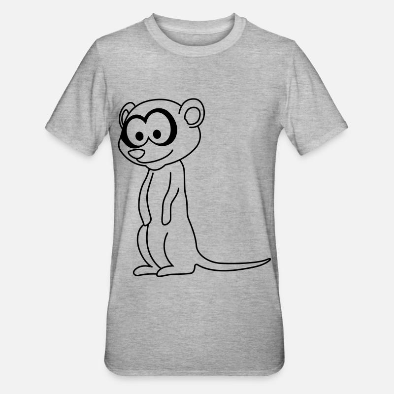 Erdmännchen Comic Tier - Unisex Polycotton T-Shirt - Grau meliert