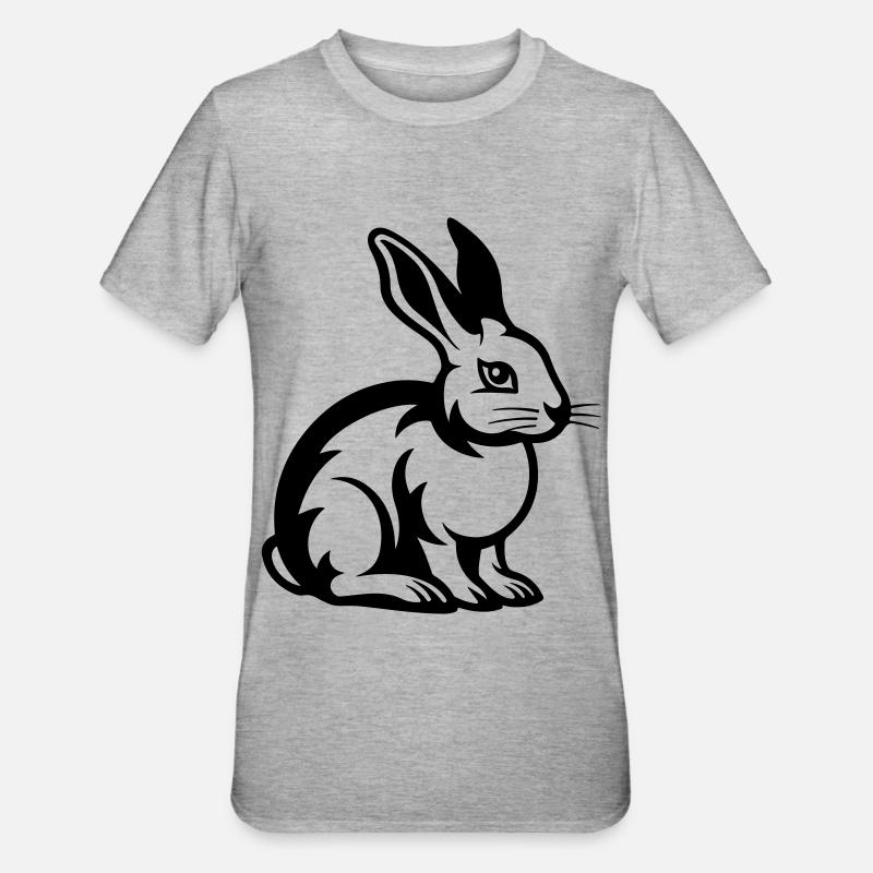 Lapin symbole de Pâques - T-shirt polycoton Unisexe - gris chiné