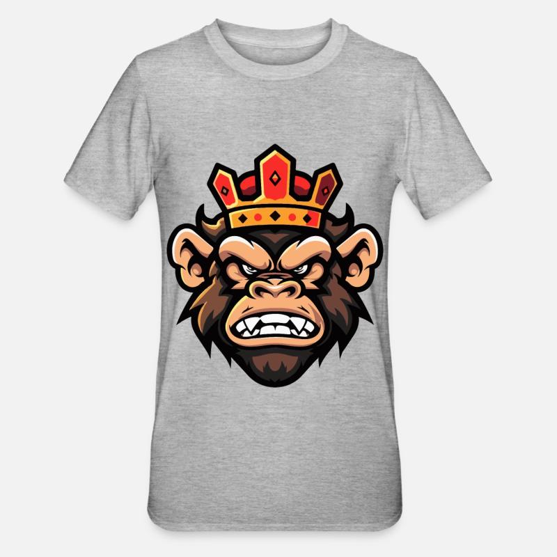 Couronne Tête de Singe - T-shirt polycoton Unisexe - gris chiné