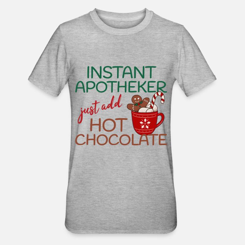 Pharmacien Instantané Chocolat Chaud Noël - T-shirt polycoton Unisexe - gris chiné