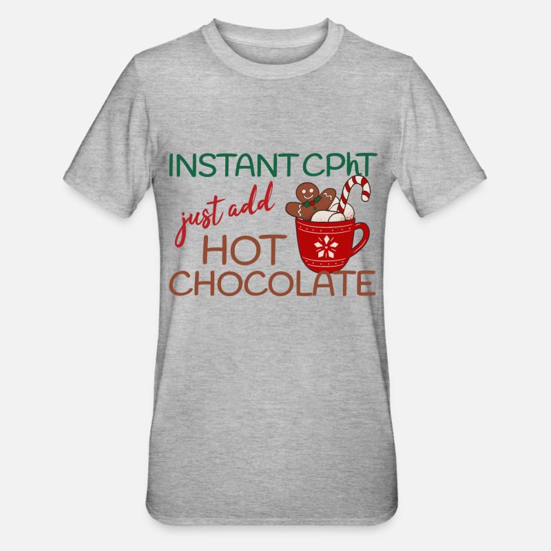 Chocolat chaud instantané CPhT Noël - T-shirt polycoton Unisexe - gris chiné