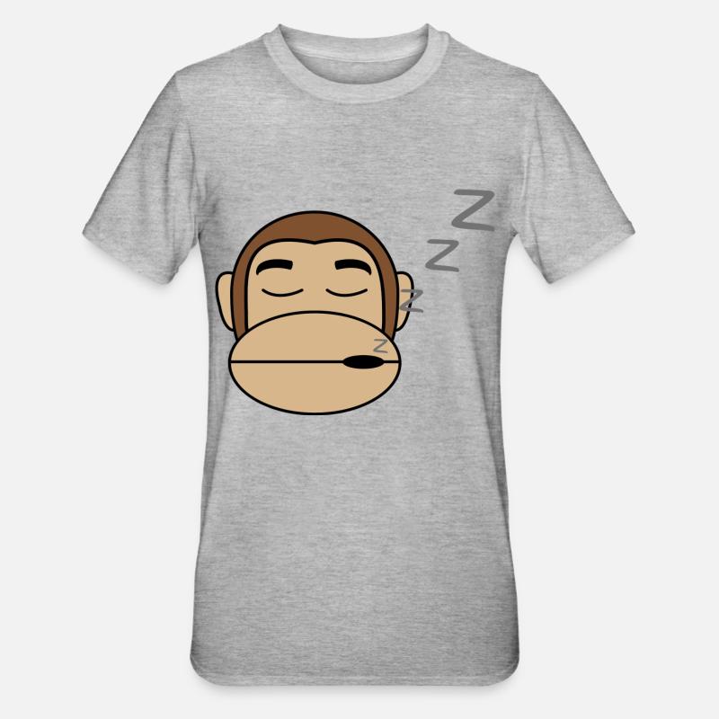 Affe Schläft Geschenk Idee - Unisex Polycotton T-Shirt - Grau meliert