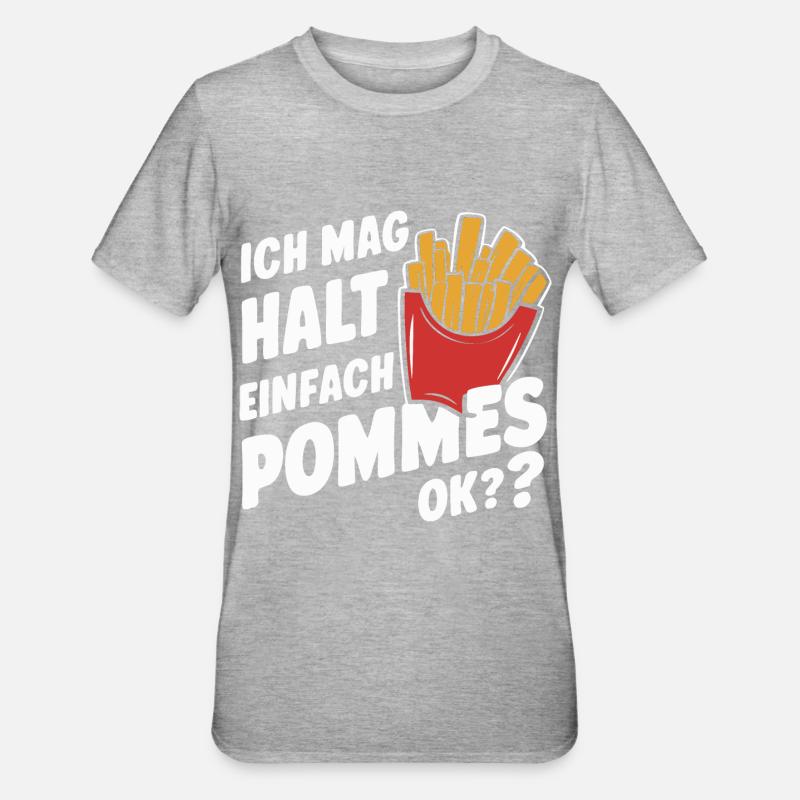 Frites, frites, restauration rapide - T-shirt polycoton Unisexe - gris chiné