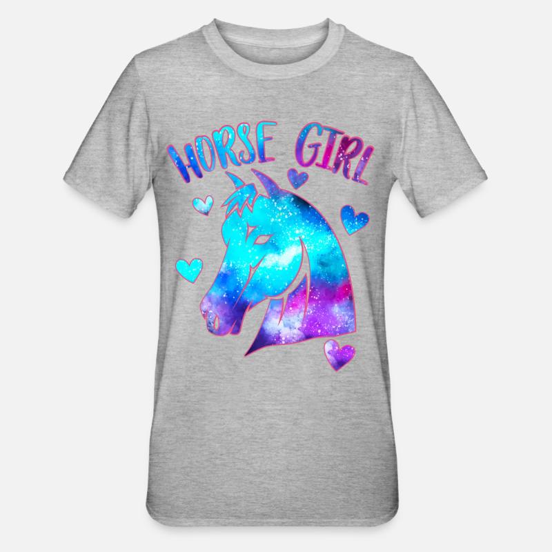 Pferd Mädchen - Unisex Polycotton T-Shirt - Grau meliert