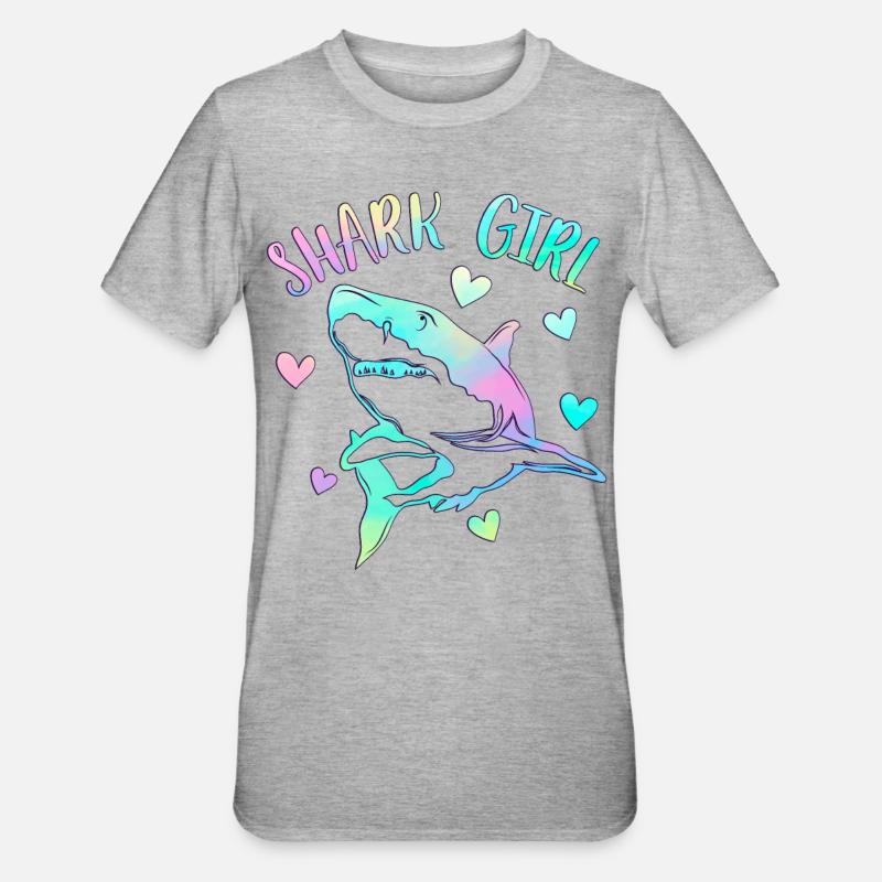 Fille requin - T-shirt polycoton Unisexe - gris chiné
