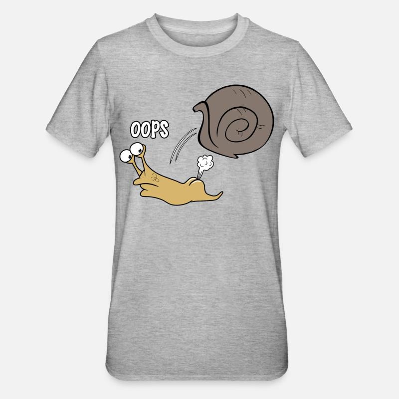 Schnecke oops - Unisex Polycotton T-Shirt - Grau meliert