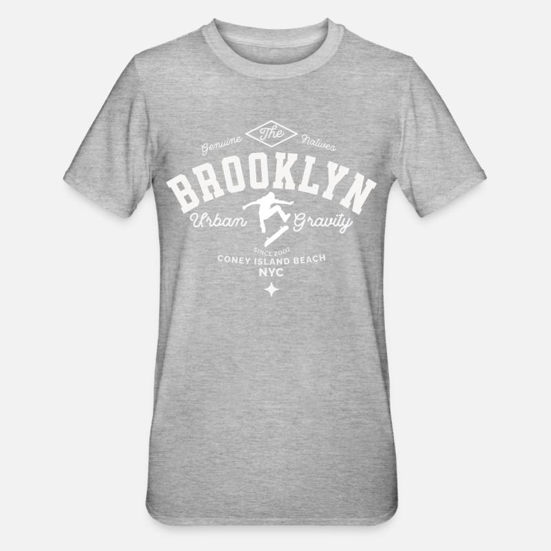 Brooklyn Urban Gravity Skateboarding - Unisex Polycotton T-Shirt - Grau meliert