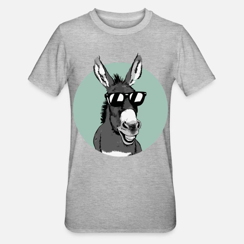 Esel Eselchen Maultier Muli - Unisex Polycotton T-Shirt - Grau meliert