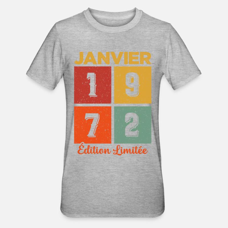 Janvier 1972 Édition limitée - T-shirt polycoton Unisexe - gris chiné