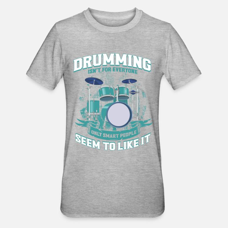 Percussion Drummer Schlagzeug Geschenk - Unisex Polycotton T-Shirt - Grau meliert