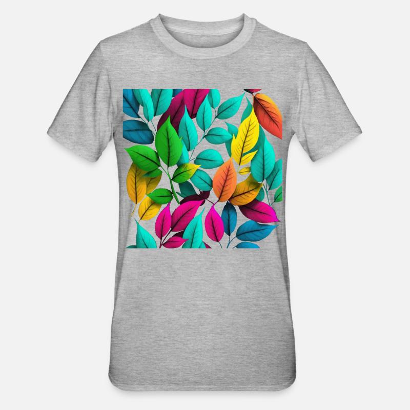 Bunte Blätter Geschenk - Unisex Polycotton T-Shirt - Grau meliert