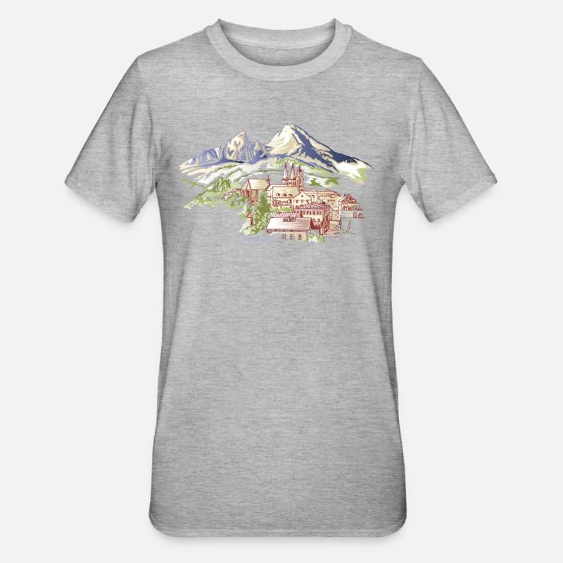 Berchtesgaden Berg Watzmann - T-shirt polycoton Unisexe - gris chiné