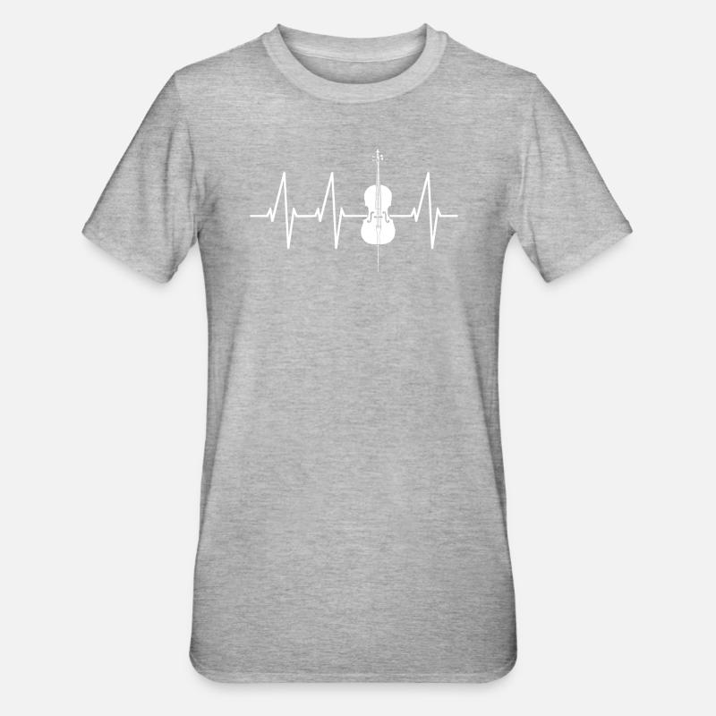 Violoncelle Violoncelle Violoncelle Heartbeat - T-shirt polycoton Unisexe - gris chiné