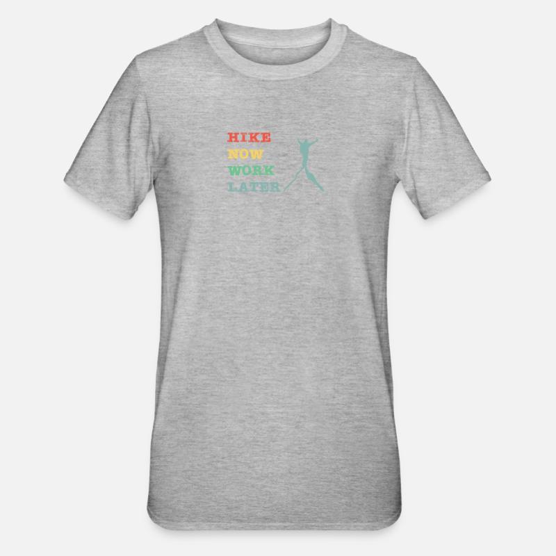 Hike now work later - Unisex Polycotton T-Shirt - Grau meliert