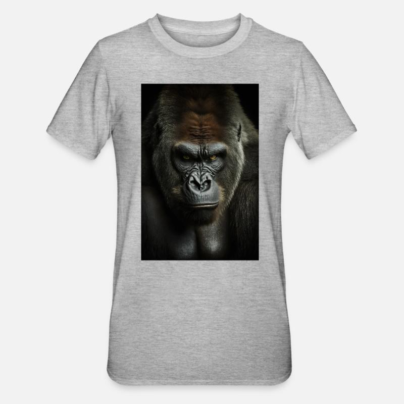 Gorilla Affe Cool - Unisex Polycotton T-Shirt - Grau meliert