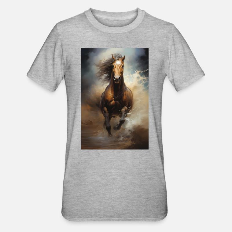 Pferd - Unisex Polycotton T-Shirt - Grau meliert