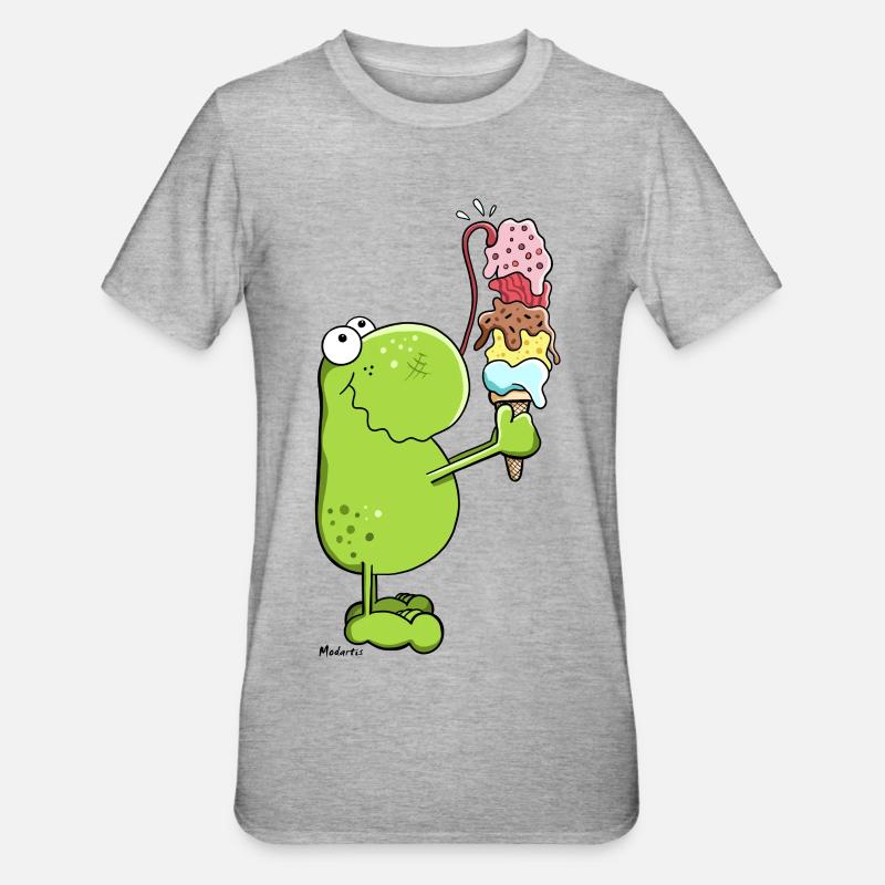 Frosch mit Eis - Unisex Polycotton T-Shirt - Grau meliert