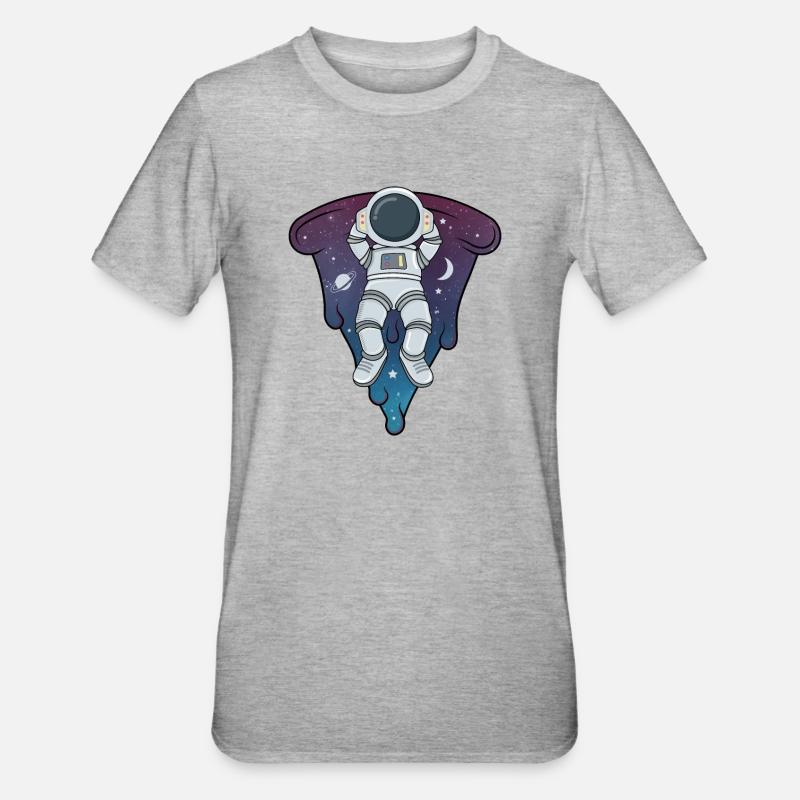 pizza astronaute,astronomie Système solaire Space - T-shirt polycoton Unisexe - gris chiné