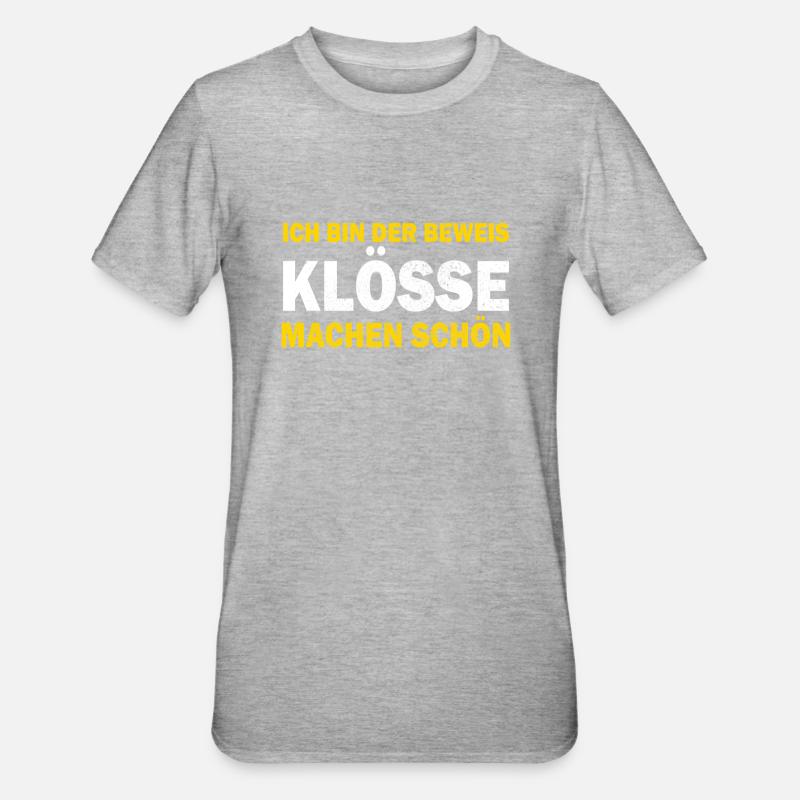 Cuisine allemande, boulettes, Thuringe, dialecte - T-shirt polycoton Unisexe - gris chiné