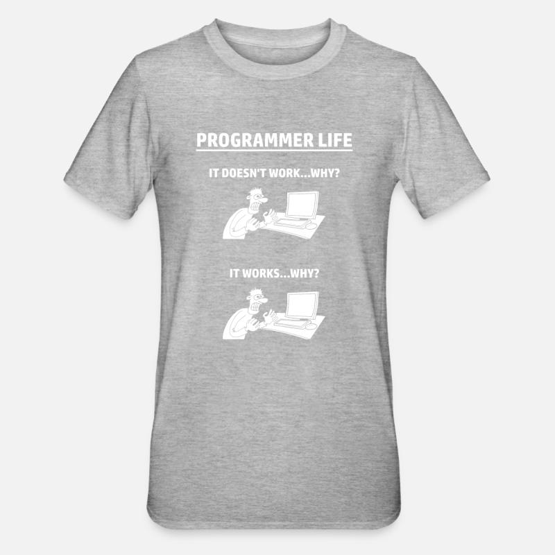 Programmeur Humour Informatique Informatique - T-shirt polycoton Unisexe - gris chiné