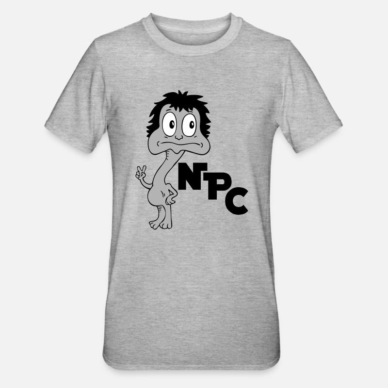 Sprüche Lustige Comic NPC - Unisex Polycotton T-Shirt - Grau meliert