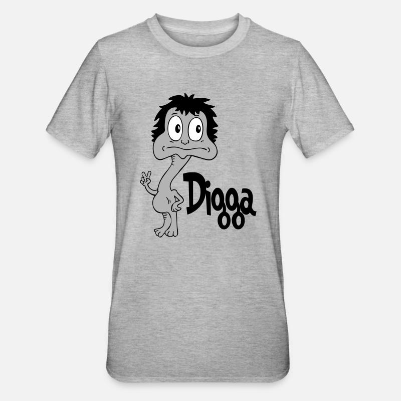 Sprüche Lustige Comic Digga - Unisex Polycotton T-Shirt - Grau meliert