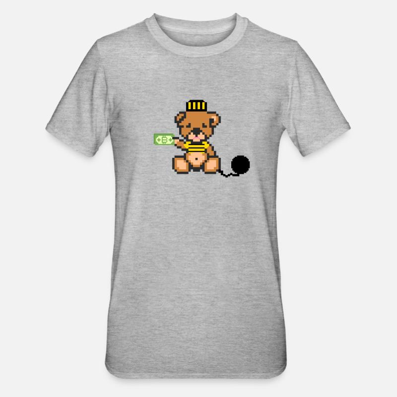 Pixel Bear Prisoner - Unisex Polycotton T-Shirt - heather grey