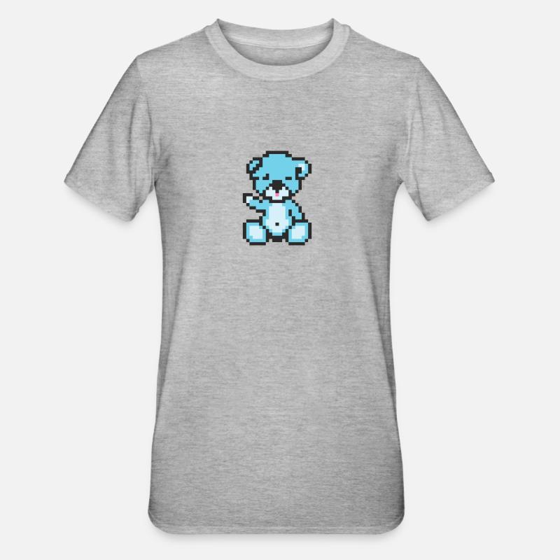 Pixel Bear Pastel Blue - T-shirt polycoton Unisexe - gris chiné