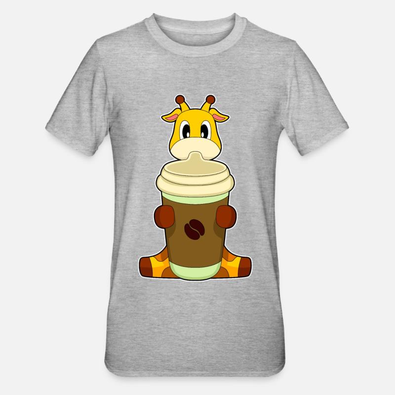 Café girafe à emporter - T-shirt polycoton Unisexe - gris chiné