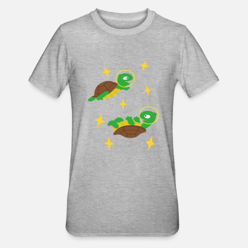 Tortues dans l’espace - T-shirt polycoton Unisexe - gris chiné