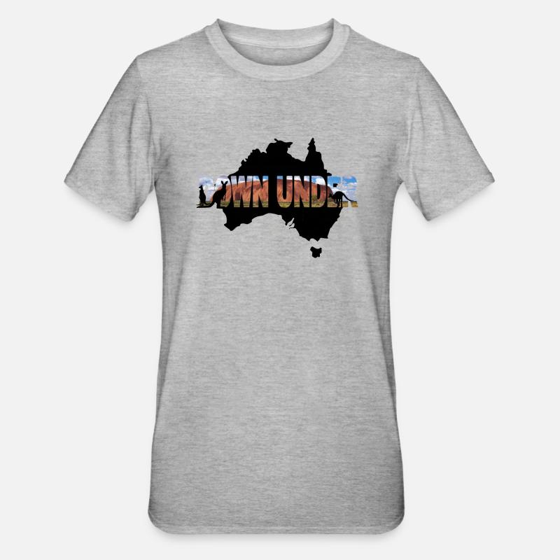 Down under - Australie - T-shirt polycoton Unisexe - gris chiné