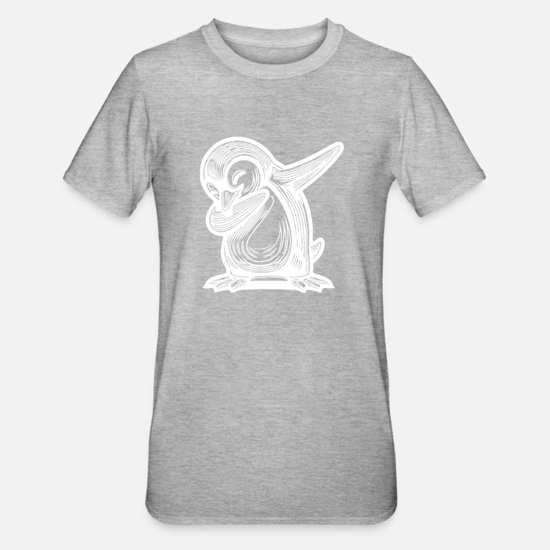 Pingouin mignon Petit pingouin dabbing - T-shirt polycoton Unisexe - gris chiné