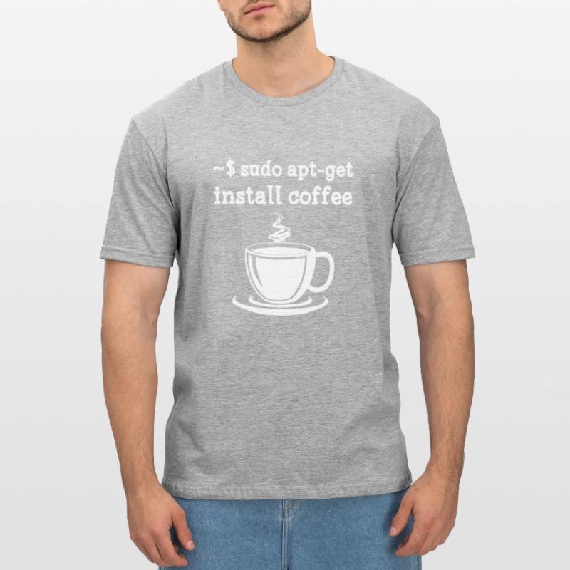 Sudo apt-get installer coffee linux T-shirt polycoton Unisexe