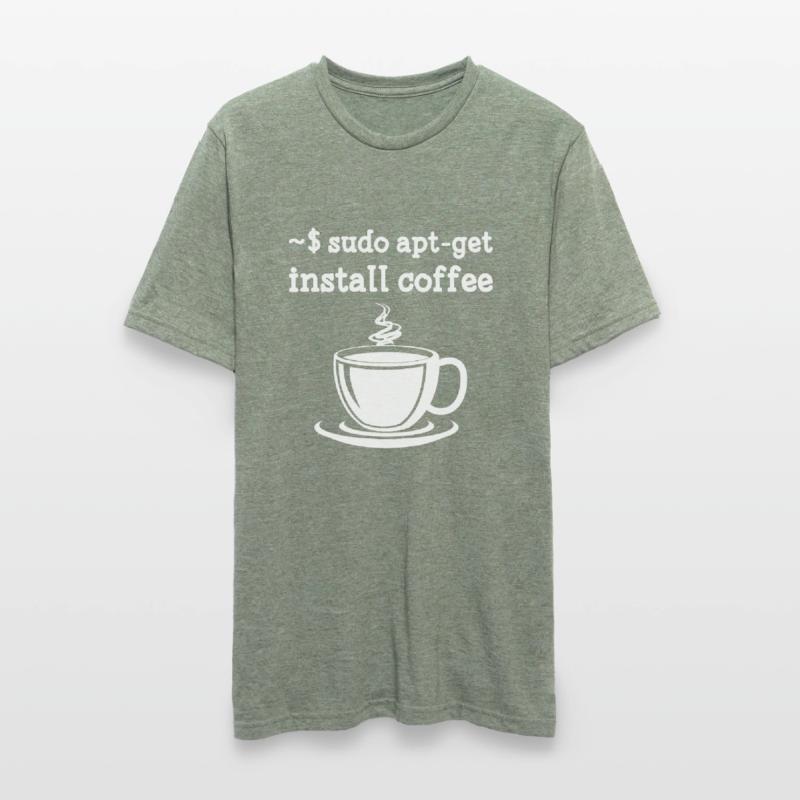 Sudo apt-get installer coffee linux T-shirt polycoton Unisexe