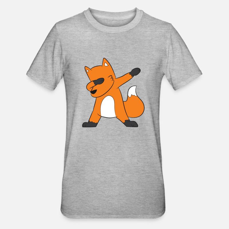 Dabbender Fuchs Dabbing Fox - Unisex Polycotton T-Shirt - Grau meliert