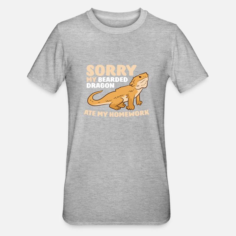 Mon Gecko A Mangé Mes devoirs - T-shirt polycoton Unisexe - gris chiné