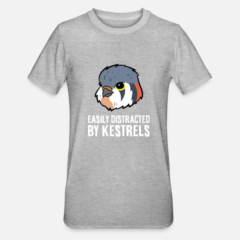 Easily Distracted By Kestrels - Unisex Polycotton T-Shirt - heather grey