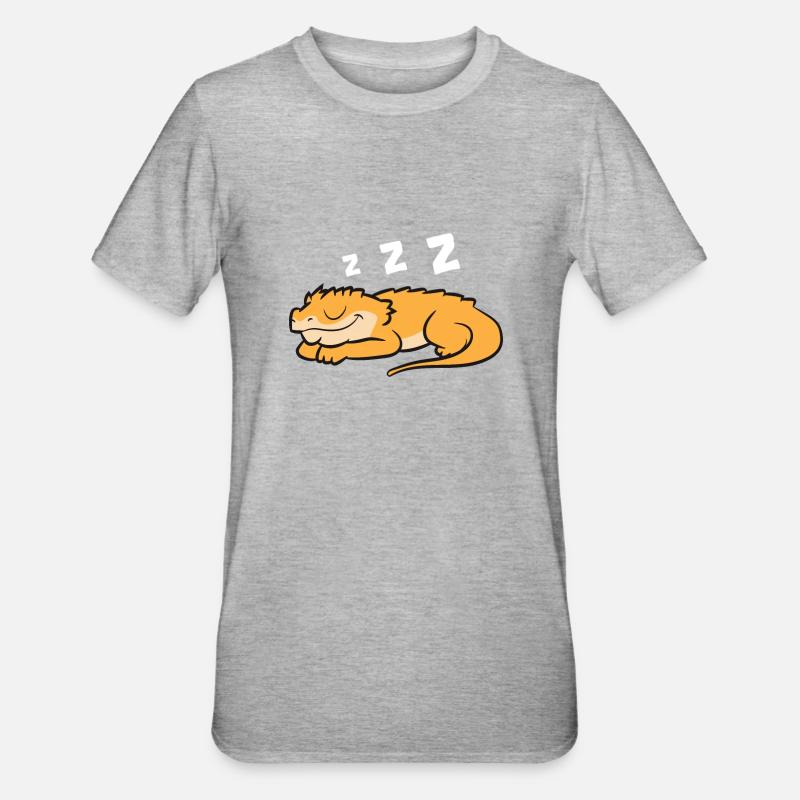 Haubengecko Reptil Eidechse Schlafender - Unisex Polycotton T-Shirt - Grau meliert