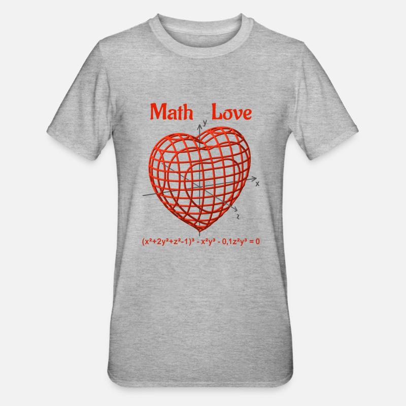 Fonction cardiaque 3D - Math Love - T-shirt polycoton Unisexe - gris chiné