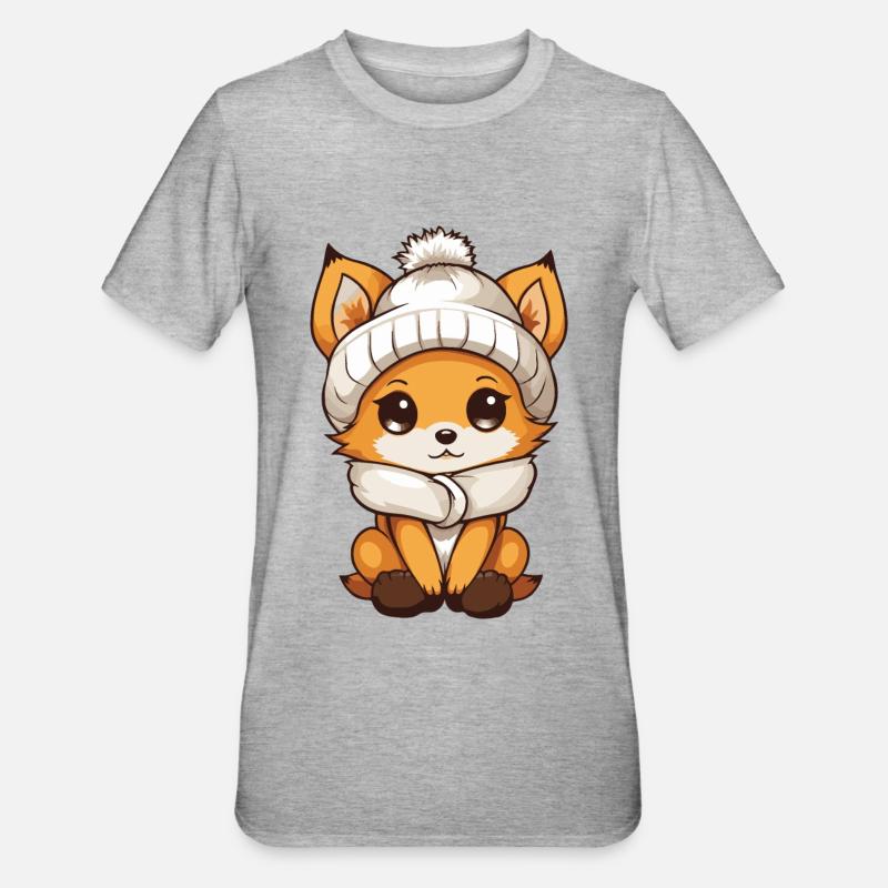 Fox Winter Comic - Unisex Polycotton T-Shirt - heather grey