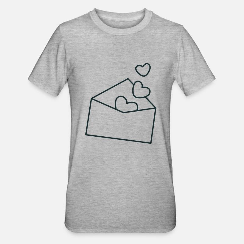 Umschlag mit Herzen - Unisex Polycotton T-Shirt - Grau meliert