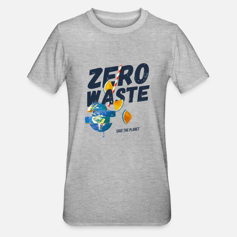 Zéro déchet, planet B - T-shirt polycoton Unisexe - gris chiné