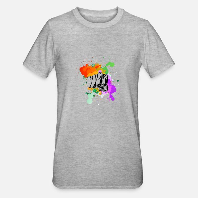 Regenbogen Faust - Unisex Polycotton T-Shirt - Grau meliert