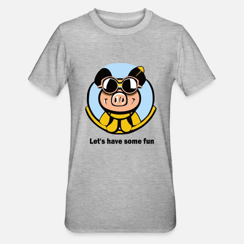 S’amuser avec le cochon - T-shirt polycoton Unisexe - gris chiné