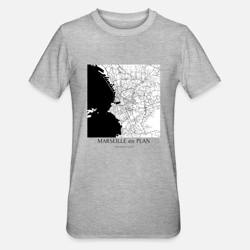 MARSEILLE en PLAN § - T-shirt polycoton Unisexe - gris chiné