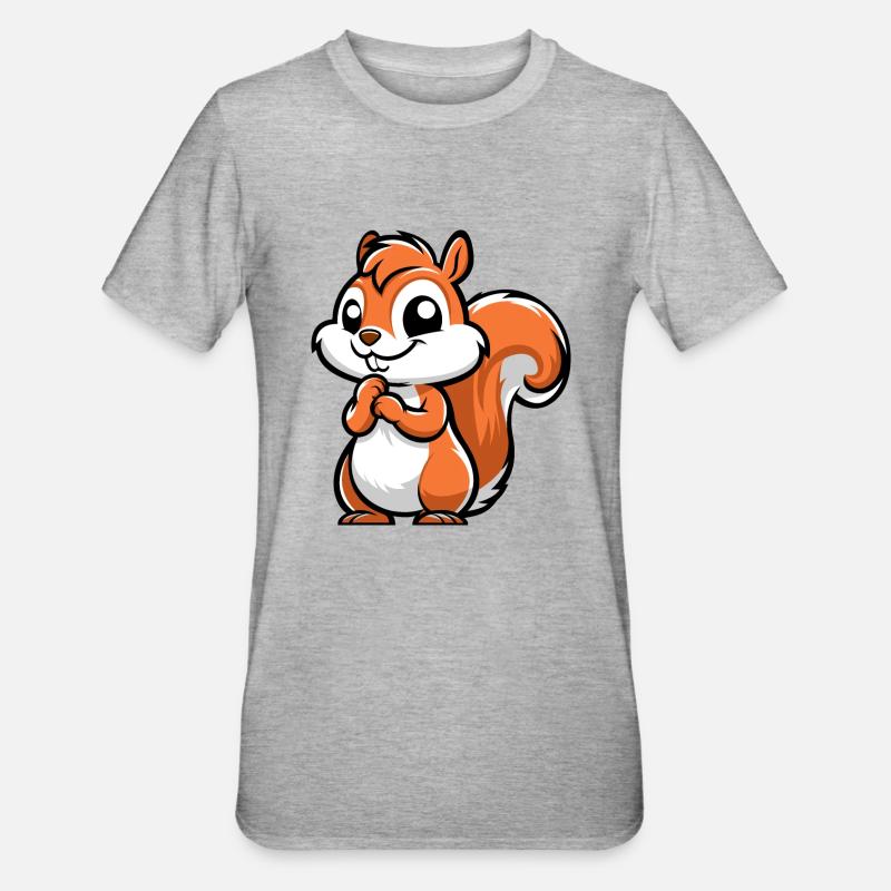 Freches kleines Eichhörnchen - Unisex Polycotton T-Shirt - Grau meliert